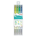 Sun-Star Dot É Double-Ended Square Tip Pen & Marker (Set of 4)   Neon Yellow,Neon Green,Mint,Blue