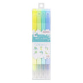 Sun-Star Dot É Double-Ended Square Tip Pen & Marker (Set of 4)   Neon Yellow,Neon Green,Mint,Blue