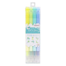 Sun-Star Dot É Double-Ended Square Tip Pen & Marker (Set of 4)   Neon Yellow,Neon Green,Mint,Blue