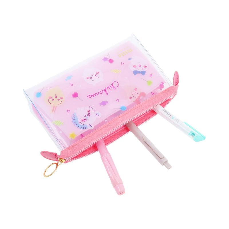 Zipper Pouch (With Gusset/Clear/Chiikawa/Lollipop/mitte Colour/6x19x10cm/Sun Star/SMCol(s): Pink)