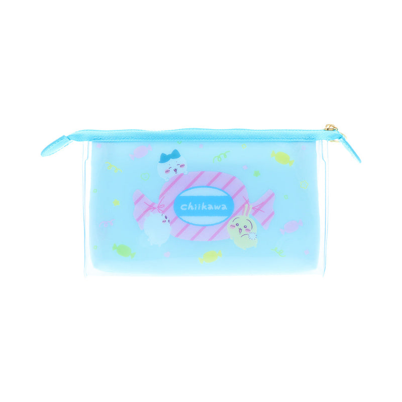 Zipper Pouch (With Gusset/Clear/Chiikawa, Hachiware, Usagi/mitte Colour/6x19x10cm/Sun Star/SMCol(s): Blue)