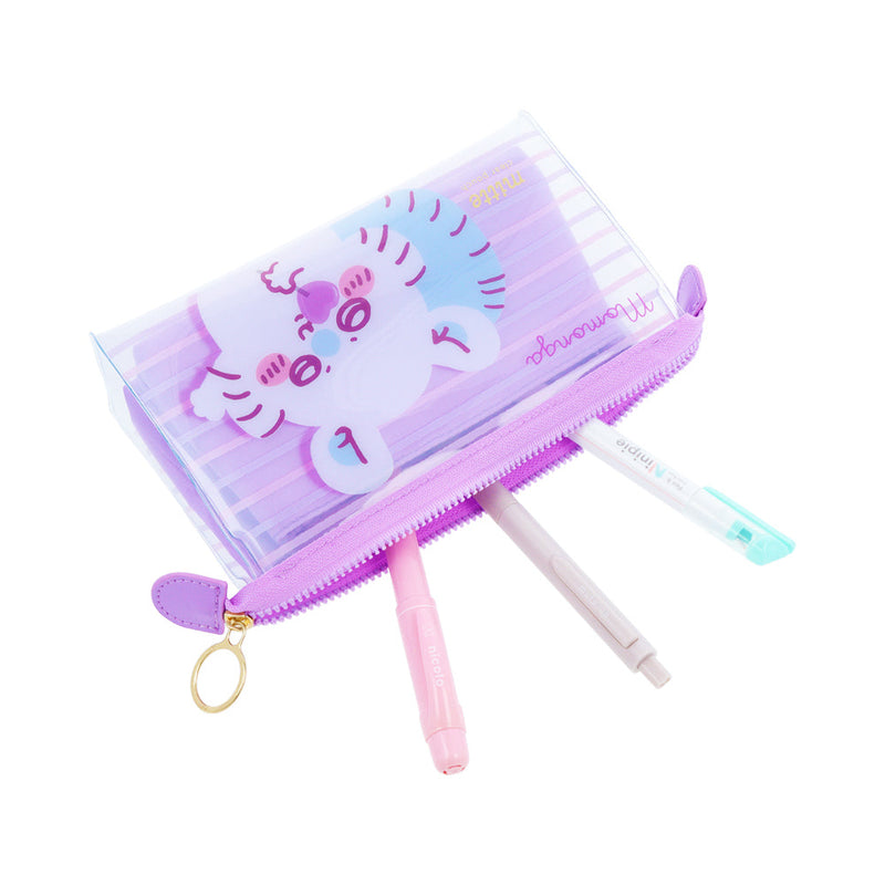 Zipper Pouch (With Gusset/Clear/Chiikawa: Momonga & Furuhonya/mitte Colour/6x19x10cm/Sun Star/SMCol(s): Purple)