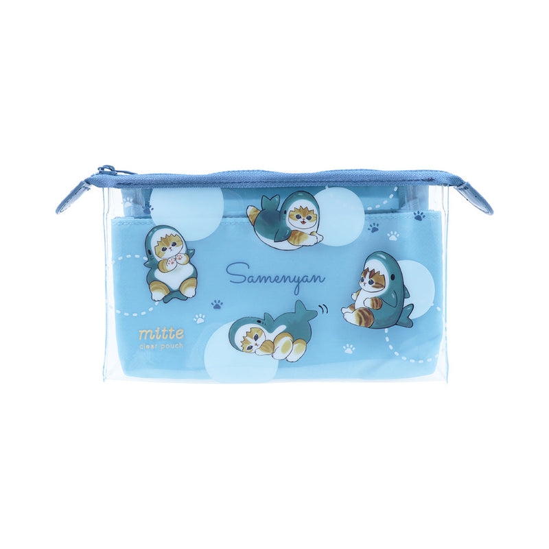 Zipper Pouch (With Gusset/Clear/Mofusand: Samenyan/mitte Colour/6x19x10cm/Sun Star/SMCol(s): Blue)