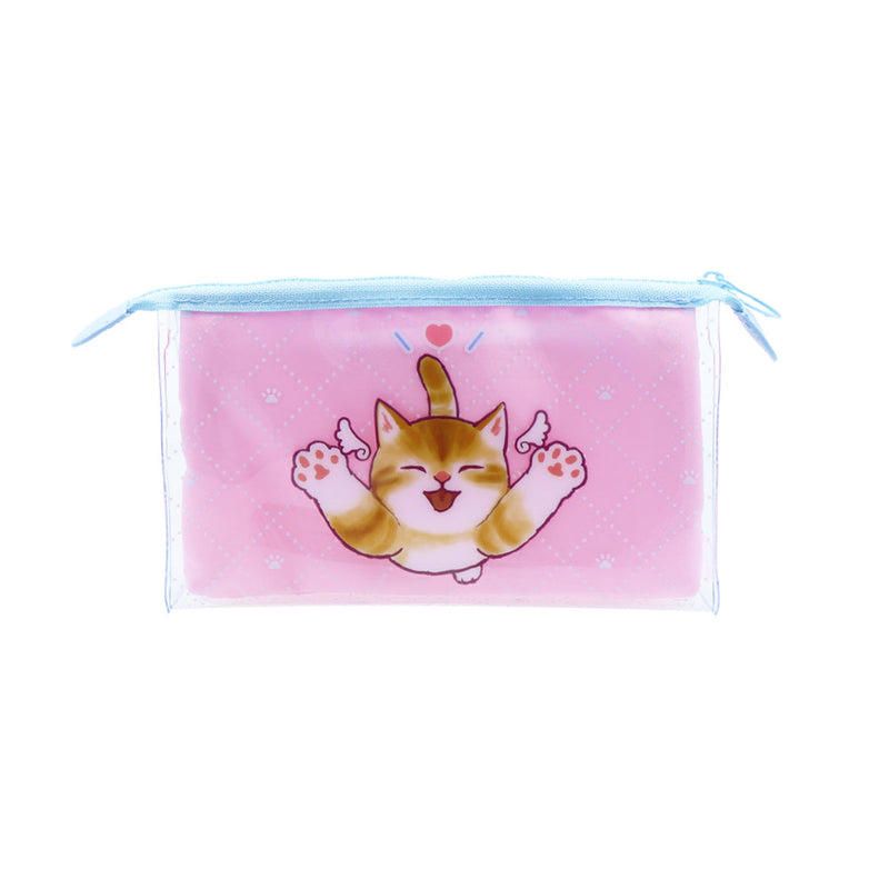 Zipper Pouch (With Gusset/Clear/Mofusand: Tenshinyan/mitte Colour/6x19x10cm/Sun Star/SMCol(s): Pink)