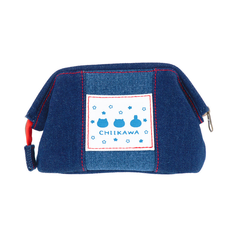 Zipper Pouch (Wired/Chiikawa/Hamburger/Denim Style/6.5x18x11cm/SMCol(s): Black)