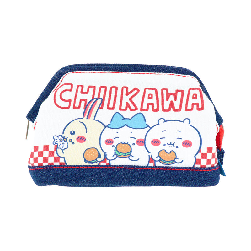 Zipper Pouch (Wired/Chiikawa/Hamburger/Denim Style/6.5x18x11cm/SMCol(s): Black)