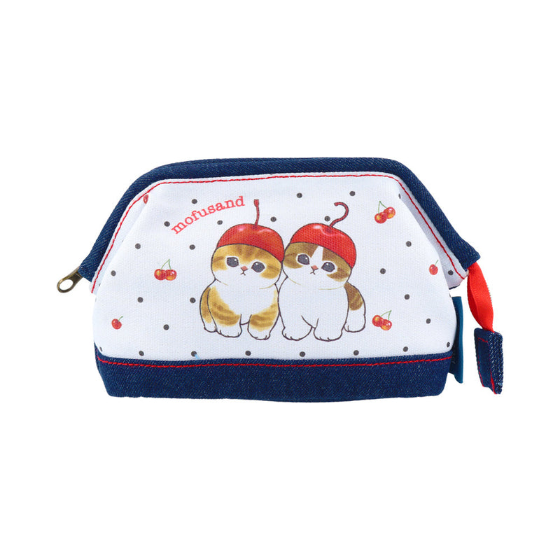 Zipper Pouch (Wired/Mofusand: Sakuranbonyan/Denim Style/6.5x18x11cm/SMCol(s): Navy)
