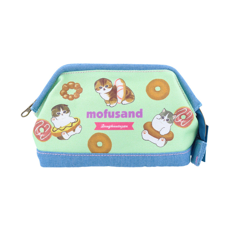 Zipper Pouch (Wired/Mofusand: Doughnutnyan/Denim Style/6.5x18x11cm/SMCol(s): Blue)