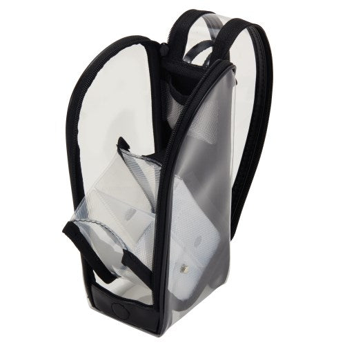 Pencil Case (Clear/Standing/Tilts Diagonally For Easy Access/With Small Mesh Pocket/With Magnet to Secure Opened Lid/7x9x20cm/Raymay Fujii/DETECOOL CLEAR/SMCol(s): Black)