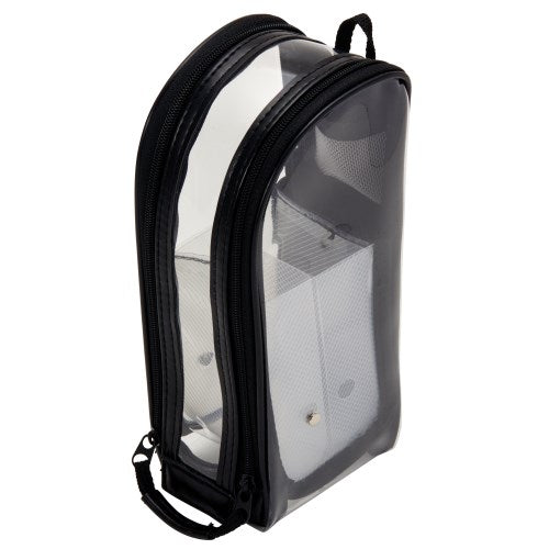 Pencil Case (Clear/Standing/Tilts Diagonally For Easy Access/With Small Mesh Pocket/With Magnet to Secure Opened Lid/7x9x20cm/Raymay Fujii/DETECOOL CLEAR/SMCol(s): Black)