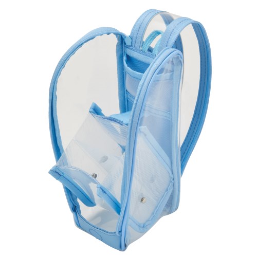 Pencil Case (Clear/Standing/Tilts Diagonally For Easy Access/With Small Mesh Pocket/With Magnet to Secure Opened Lid/7x9x20cm/Raymay Fujii/DETECOOL CLEAR/SMCol(s): Blue)