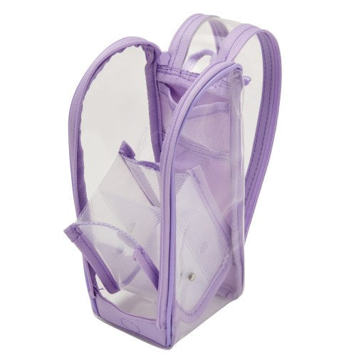 Pencil Case (Clear/Standing/Tilts Diagonally For Easy Access/With Small Mesh Pocket/With Magnet to Secure Opened Lid/7x9x20cm/Raymay Fujii/DETECOOL CLEAR/SMCol(s): Violet)