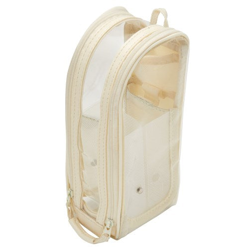 Pencil Case (Clear/Standing/Tilts Diagonally For Easy Access/With Small Mesh Pocket/With Magnet to Secure Opened Lid/7x9x20cm/Raymay Fujii/DETECOOL CLEAR/SMCol(s): White)