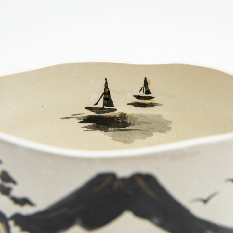Landscape Gold-painted Ceramic Bowl  7cm dia.11.2cm   300 g