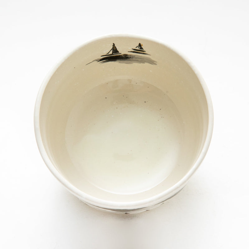 Landscape Gold-painted Ceramic Bowl  7cm dia.11.2cm   300 g