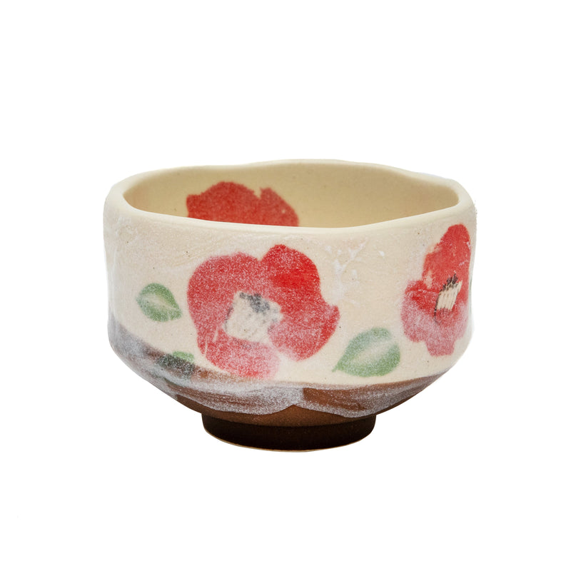Mini Camellia Mino Ware Ceramic Matcha Bowl  6.2cm dia.9.4cm