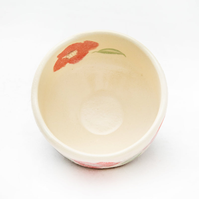 Mini Camellia Mino Ware Ceramic Matcha Bowl  6.2cm dia.9.4cm
