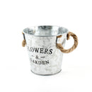 Flowers & Garden Tin Bucket Planter Plant Pot with Rope Handles 