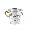 Flowers & Garden Tin Bucket Planter Plant Pot with Rope Handles 