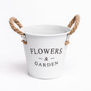 Flowers & Garden Tin Bucket Planter Plant Pot with Rope Handles 