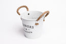 Flowers & Garden Tin Bucket Planter Plant Pot with Rope Handles 