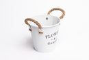 Flowers & Garden Tin Bucket Planter Plant Pot with Rope Handles 