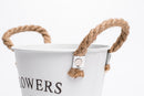 Flowers & Garden Tin Bucket Planter Plant Pot with Rope Handles 
