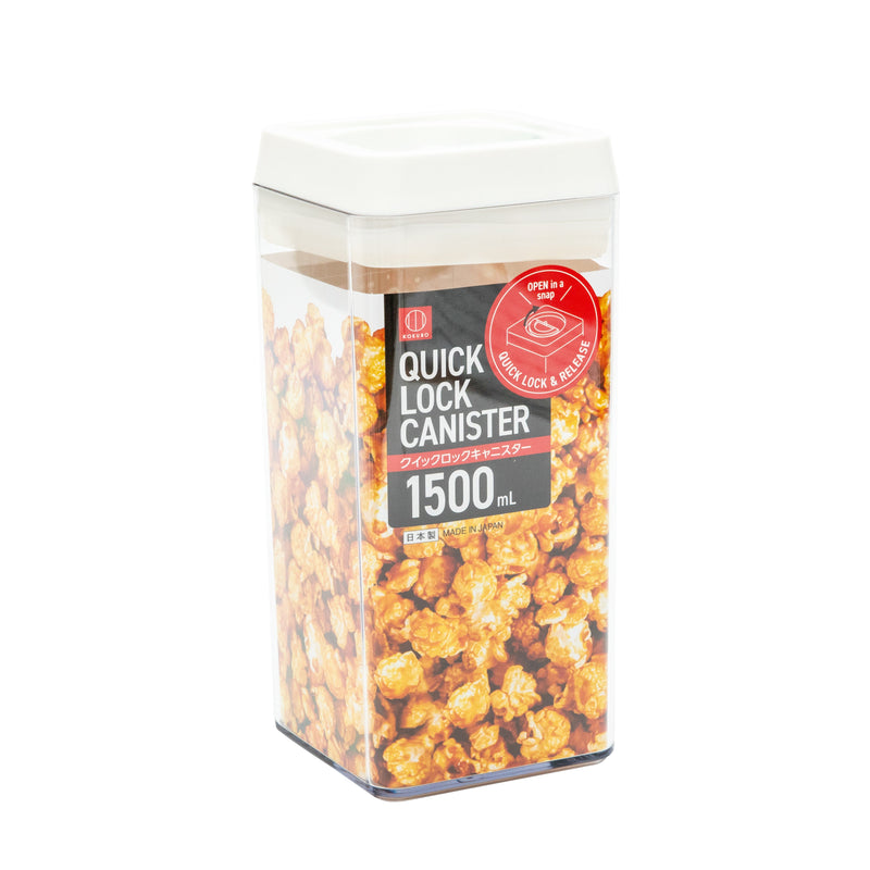 Food Storage Container (AS, ABS/Airtight/Easy Lock & Release With Lever/Not Microwave & Dishwasher Safe/For Dry Food/1500mL/10x10x21.4cm/Kokubo/SMCol(s): Green)