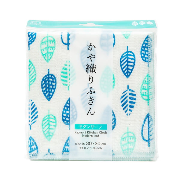 Kitchen Cloth (Soft & Absorbent/Modern Leaf/30x30cm/Kokubo/SMCol(s): White, Blue, Green)