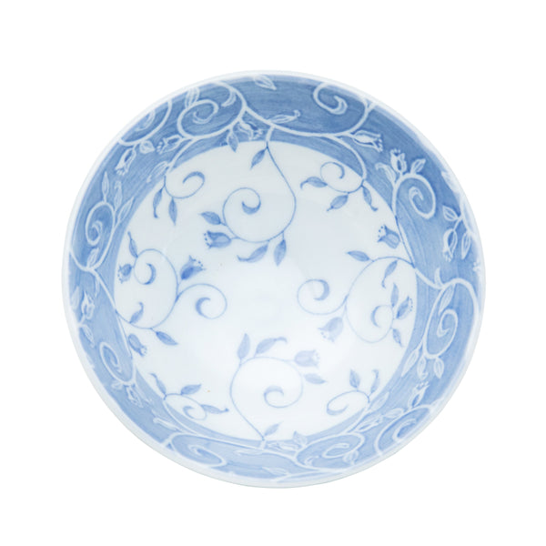 Rice Bowl (Ceramic/Lightweight/Botanical/L/6.4cm/dia.13.4cm/SMCol(s): White,Blue)