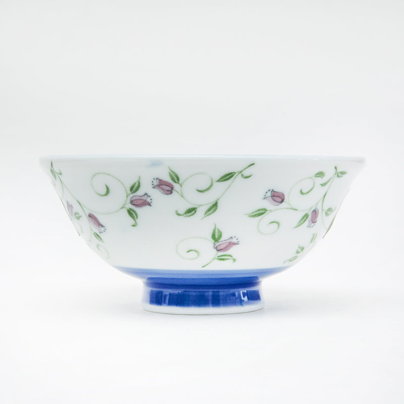 Rice Bowl (Ceramic/Lightweight/Botanical/L/6.4cm/dia.13.4cm/SMCol(s): White,Blue)
