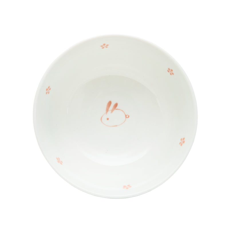 Rice Bowl (Ceramic/Fluffy Rabbit/5.5cm/dia.11.4cm/SMCol(s): White,Red)