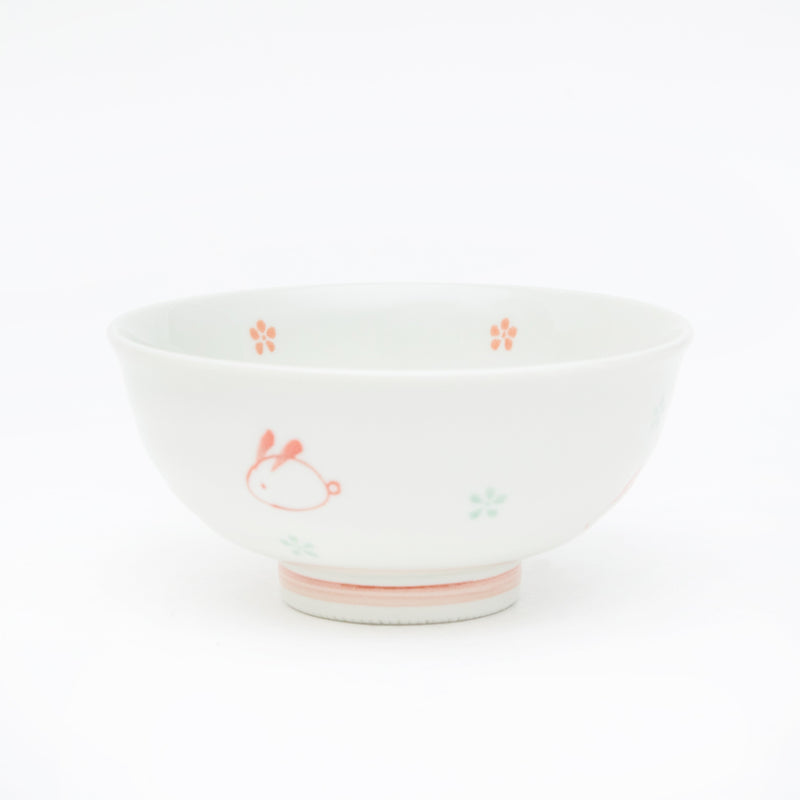Rice Bowl (Ceramic/Fluffy Rabbit/5.5cm/dia.11.4cm/SMCol(s): White,Red)