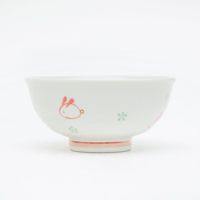 Rice Bowl (Ceramic/Fluffy Rabbit/5.5cm/dia.11.4cm/SMCol(s): White,Red)