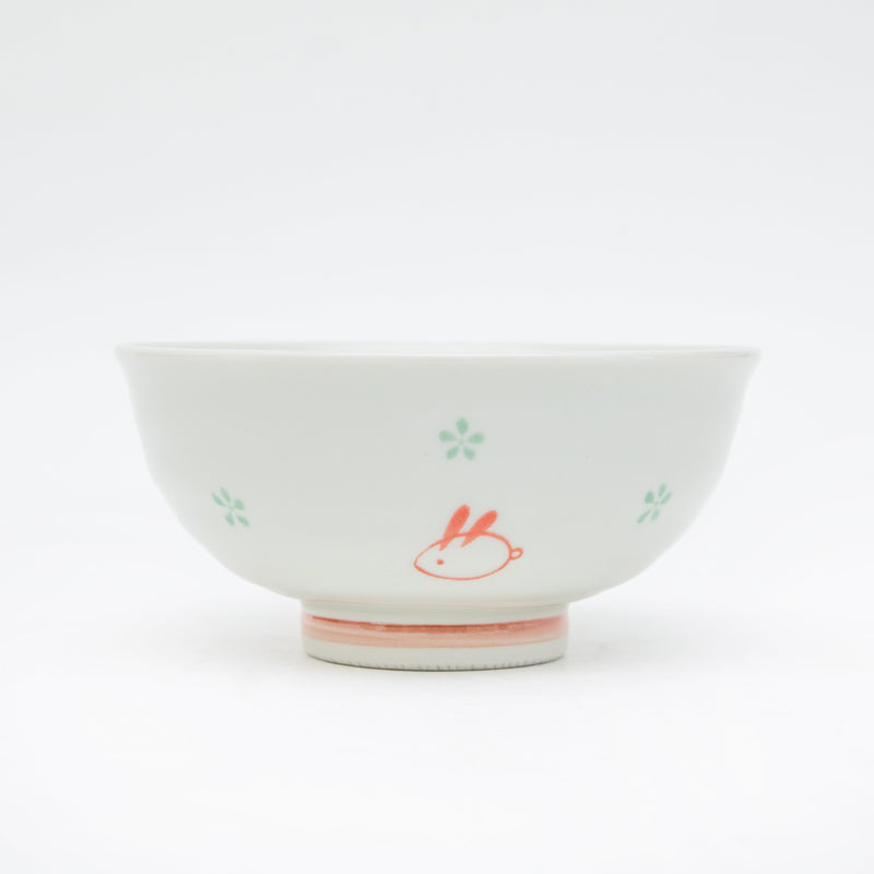 Rice Bowl (Ceramic/Fluffy Rabbit/5.5cm/dia.11.4cm/SMCol(s): White,Red)
