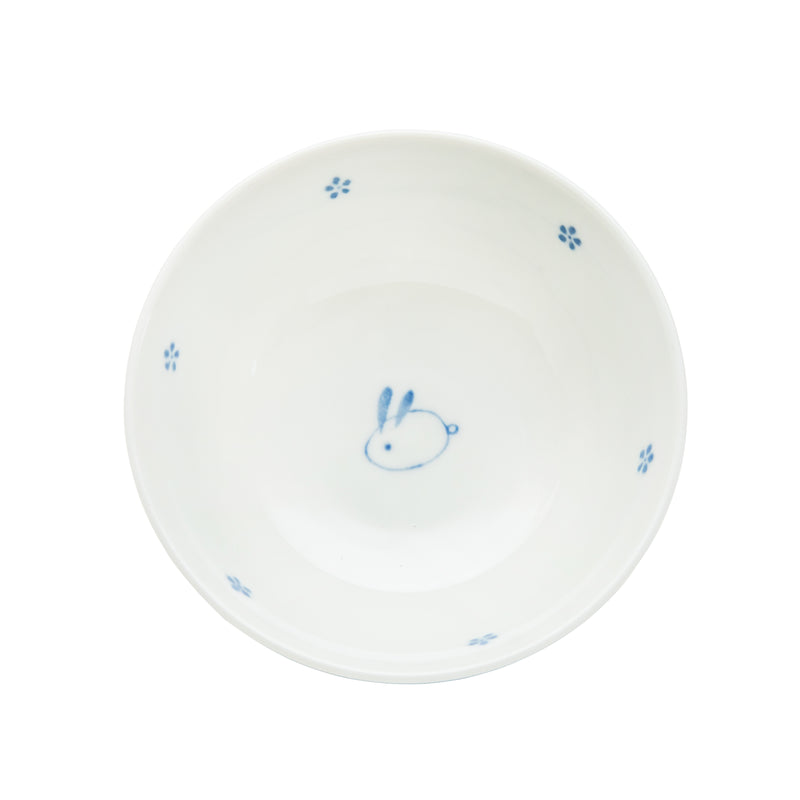 Fluffy Rabbit Ceramic Rice Bowl dia.11.4cm (2 Color Options)