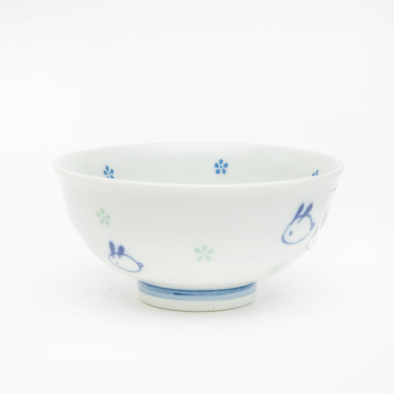 Fluffy Rabbit Ceramic Rice Bowl dia.11.4cm (2 Color Options)