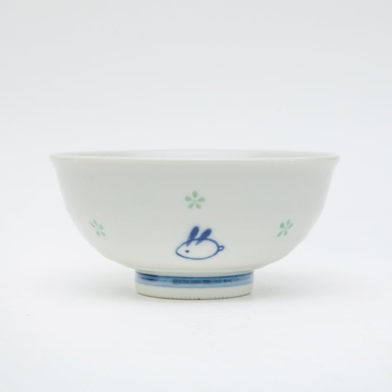 Fluffy Rabbit Ceramic Rice Bowl dia.11.4cm (2 Color Options)
