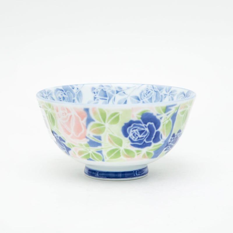 Rice Bowl (Ceramic/Frilled Roses/6cm/dia.11.3cm/SMCol(s): White,Blue)