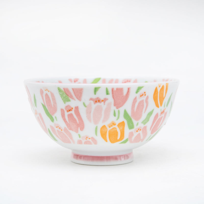 Rice Bowl (Ceramic/Tulip Garden/6cm/dia.11.3cm/SMCol(s): White,Red)