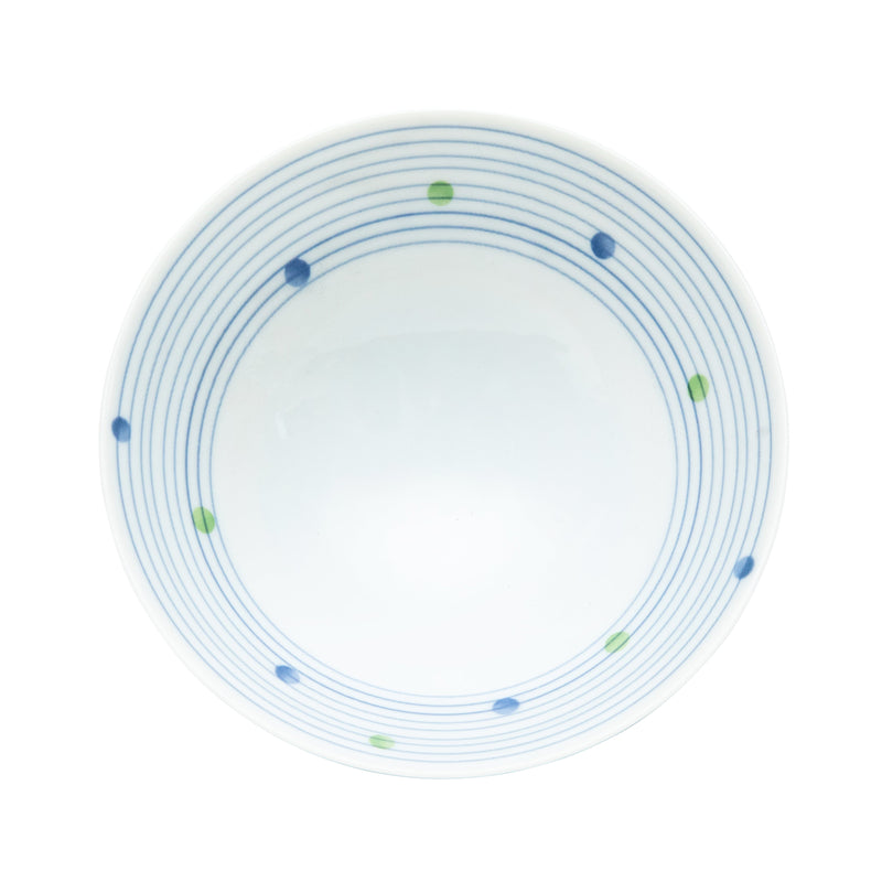Rice Bowl (Porcelain/Microwave & Dishwasher Safe/Stripes/Dots/L/6.3cm/dia.12.5cm/SMCol(s): White,Blue)