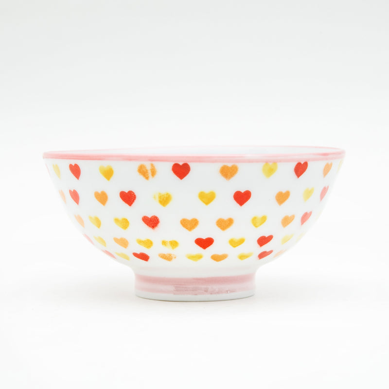 Rice Bowl (Porcelain/Hearts/S/5.1cm/dia.10.5cm/SMCol(s): White,Pink)