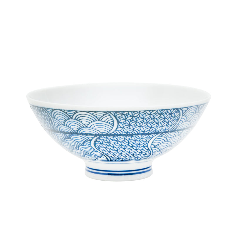 Rice Bowl (Porcelain/Traditional Japanese Pattern/L/5.8cm/dia.13cm/SMCol(s): White,Blue)