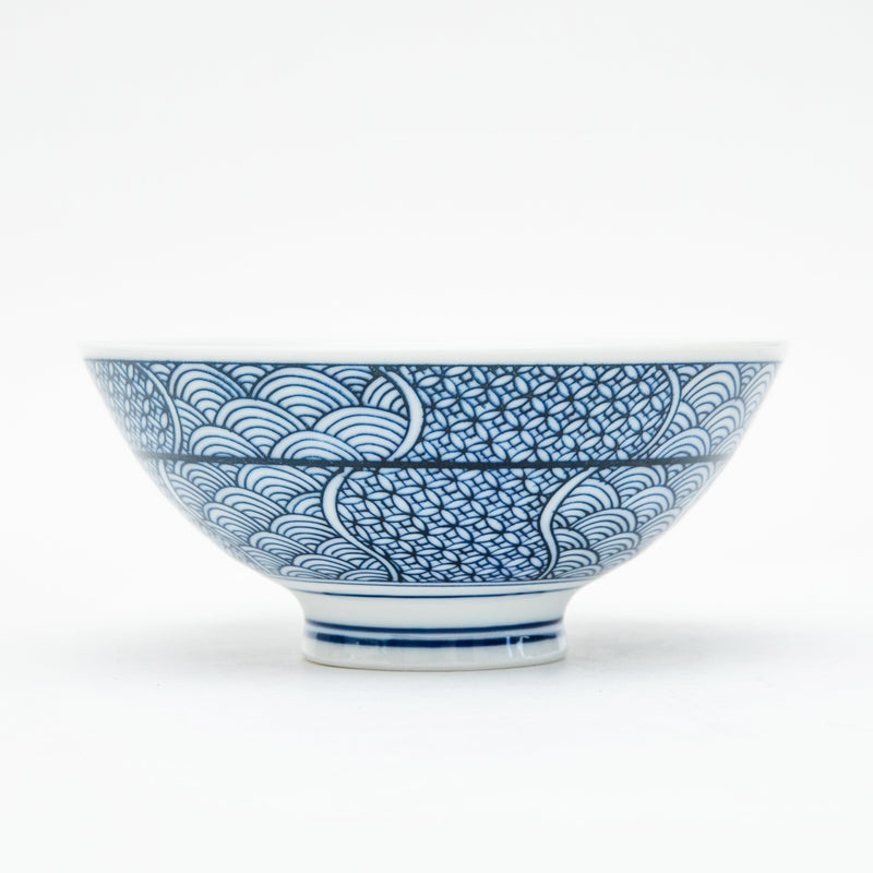 Rice Bowl (Porcelain/Traditional Japanese Pattern/L/5.8cm/dia.13cm/SMCol(s): White,Blue)