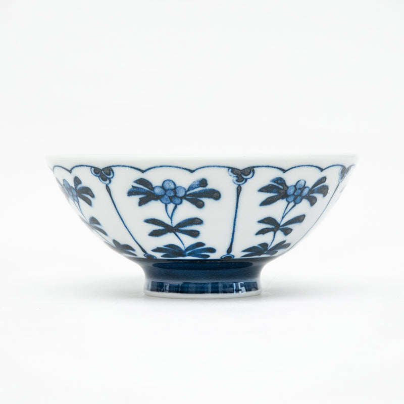 Rice Bowl (Porcelain/Flowers/L/5.8cm/dia.13cm/SMCol(s): White,Blue)