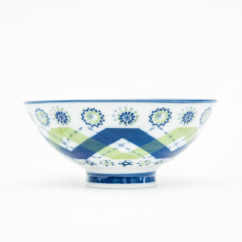 Rice Bowl (Ceramic/Flowers/L/6cm/dia.13cm/SMCol(s): White,Blue)