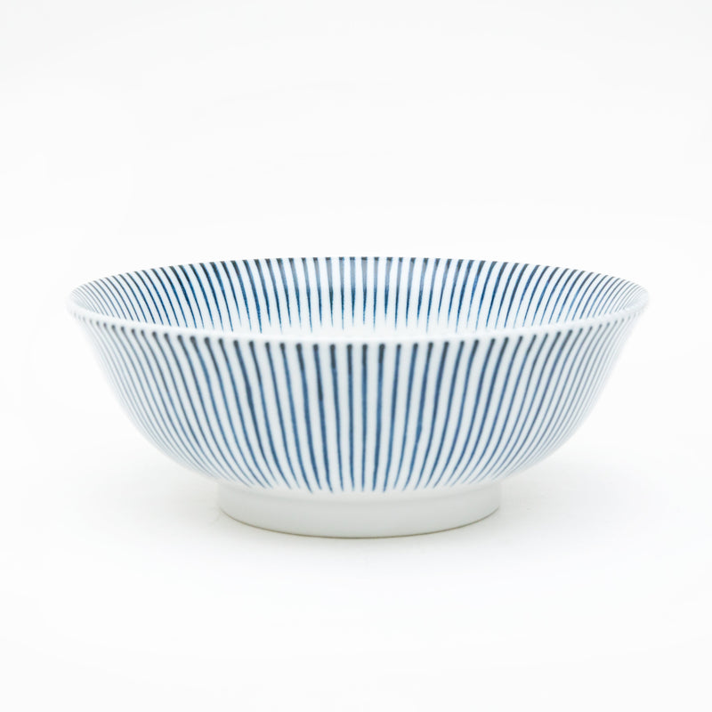 Ramen Bowl (Ceramic/Dishwasher Safe/Tokusa Stripes/7.2cm/dia.19.2cm/SMCol(s): White,Blue)