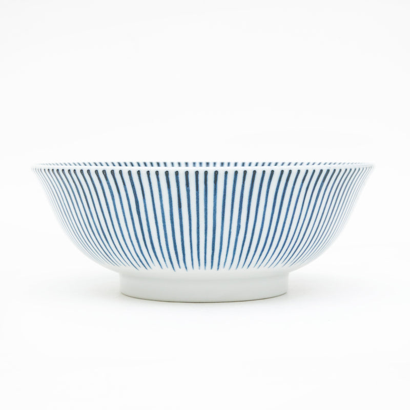 Ramen Bowl (Ceramic/Dishwasher Safe/Tokusa Stripes/7.2cm/dia.19.2cm/SMCol(s): White,Blue)