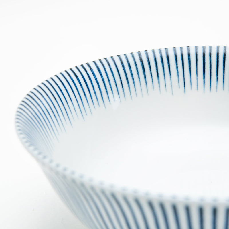 Ramen Bowl (Ceramic/Dishwasher Safe/Tokusa Stripes/7.2cm/dia.19.2cm/SMCol(s): White,Blue)