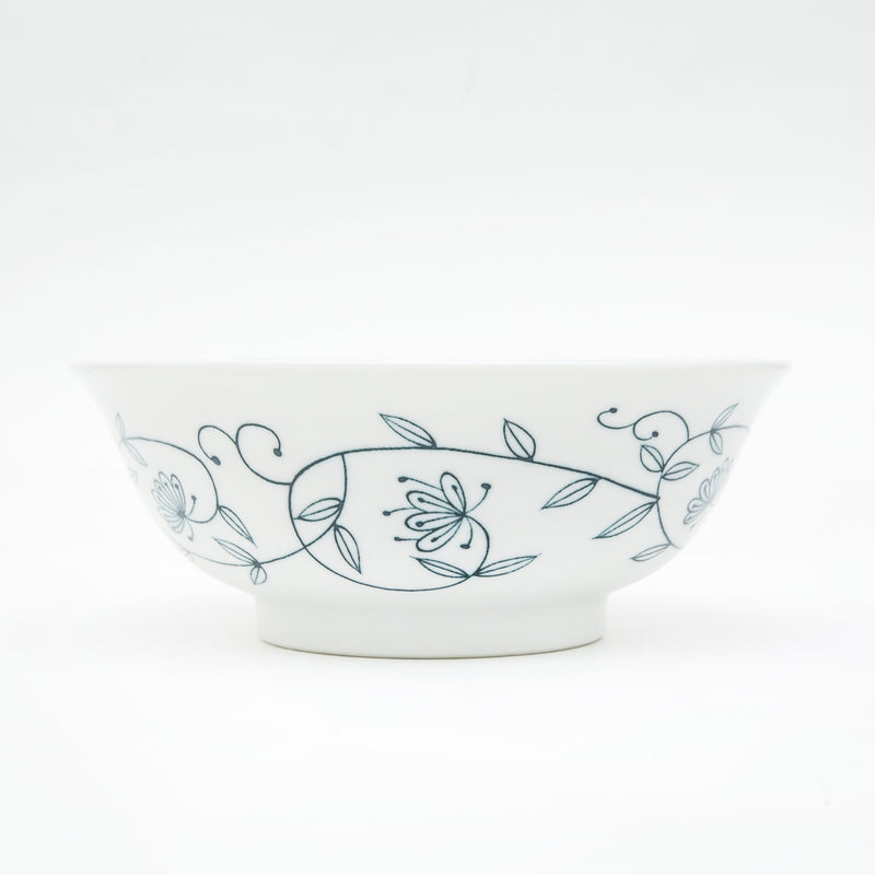 Ramen Bowl (Porcelain/Dreamy Flowers/8.2cm/dia.20.8cm/SMCol(s): White,Navy)